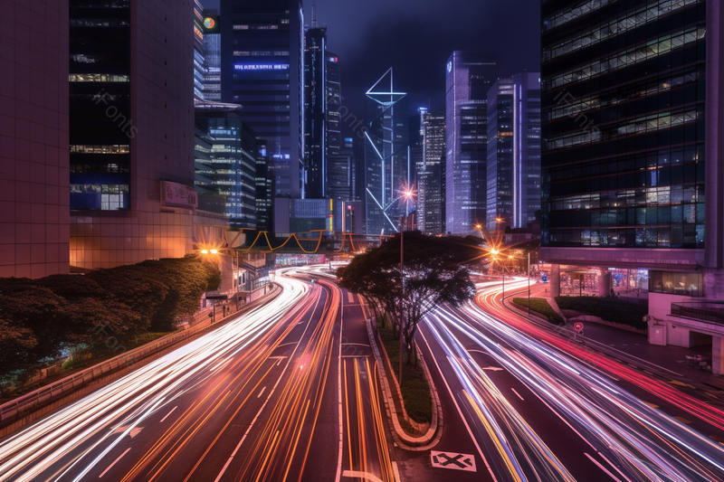 香港城市夜景车流穿梭摄影图,高清,摄影图,摄影图片,图片大全,摄影图免费下载